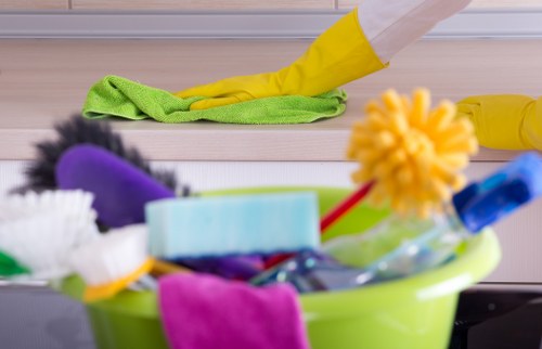 Move-out cleaning checklist and equipment ready for a Brompton tenancy clean