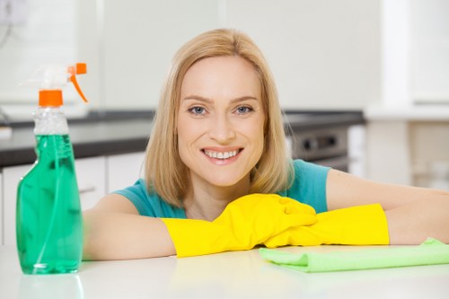 Technician cleaning a mattress in a Brompton apartment